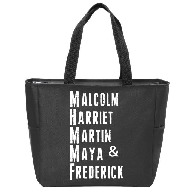 Black History Malcolm Harriet Martin Maya & Frederick  Zip Tote Bag