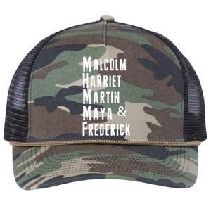 Black History Malcolm Harriet Martin Maya & Frederick  Retro Rope Trucker Hat Cap