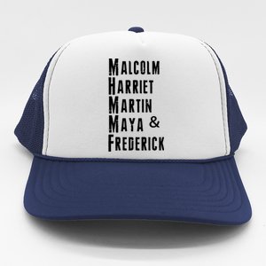 Black History Malcolm Harriet Martin Maya & Frederick  Trucker Hat