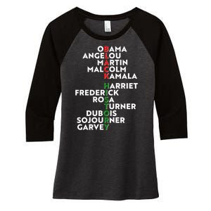 Black History Month 2021 Black History Makers Women's Tri-Blend 3/4-Sleeve Raglan Shirt