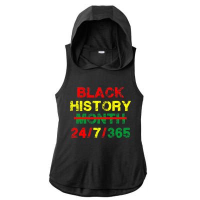 Black History Month 24/7/365 African Melanin Ladies PosiCharge Tri-Blend Wicking Draft Hoodie Tank