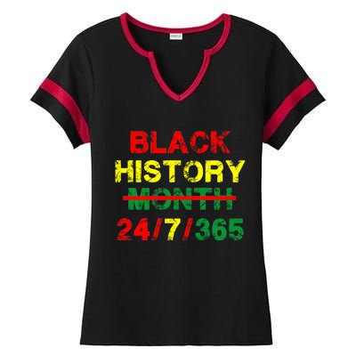 Black History Month 24/7/365 African Melanin Ladies Halftime Notch Neck Tee