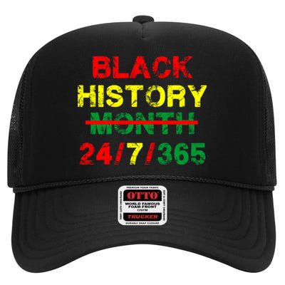 Black History Month 24/7/365 African Melanin High Crown Mesh Back Trucker Hat