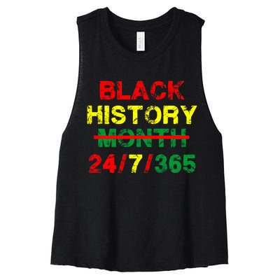 Black History Month 24/7/365 African Melanin Women's Racerback Cropped Tank