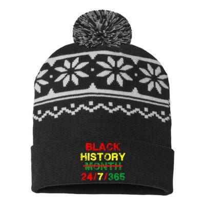 Black History Month 24/7/365 African Melanin USA-Made Snowflake Beanie