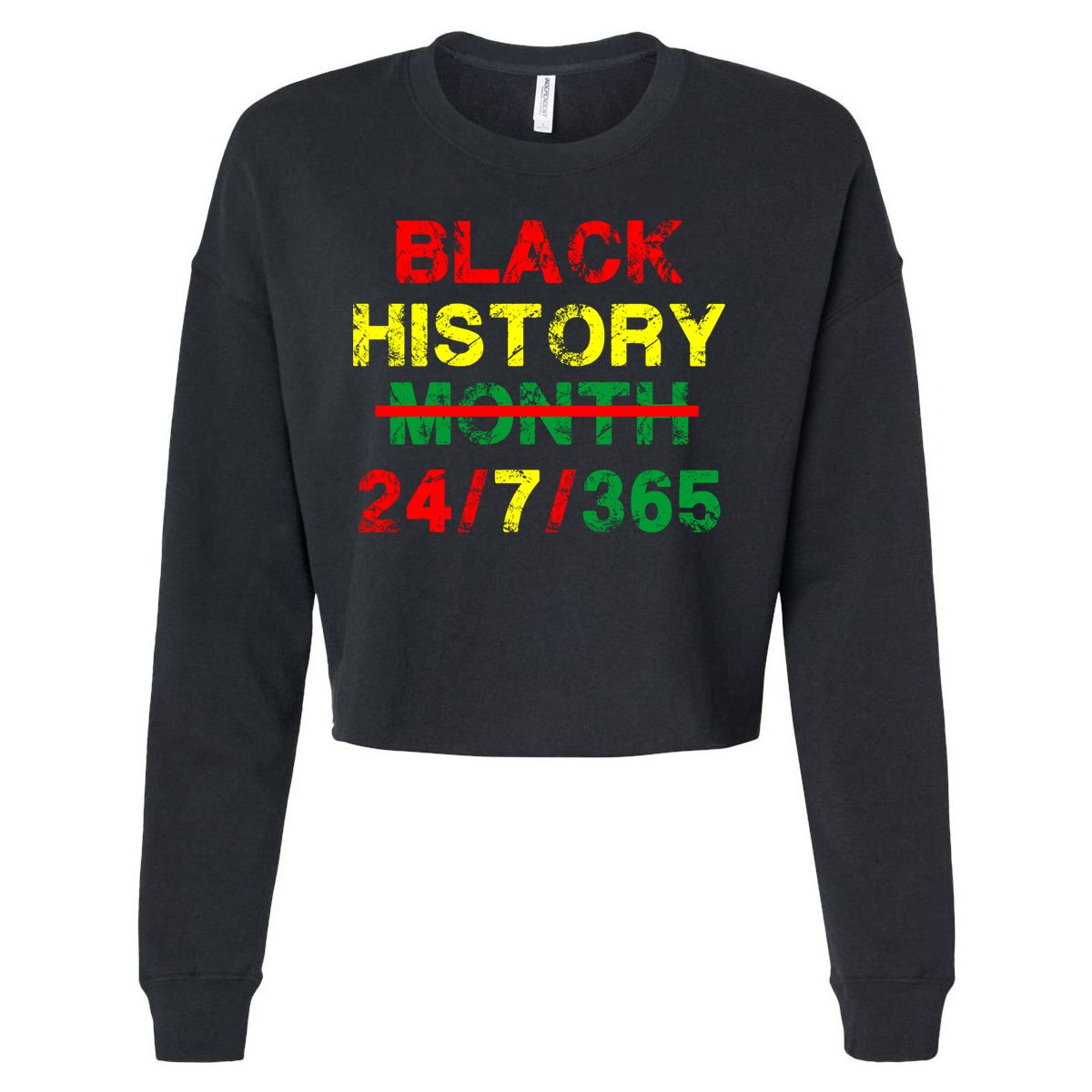 Black History Month 24/7/365 African Melanin Cropped Pullover Crew