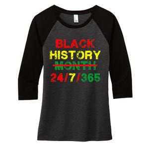 Black History Month 24/7/365 African Melanin Women's Tri-Blend 3/4-Sleeve Raglan Shirt