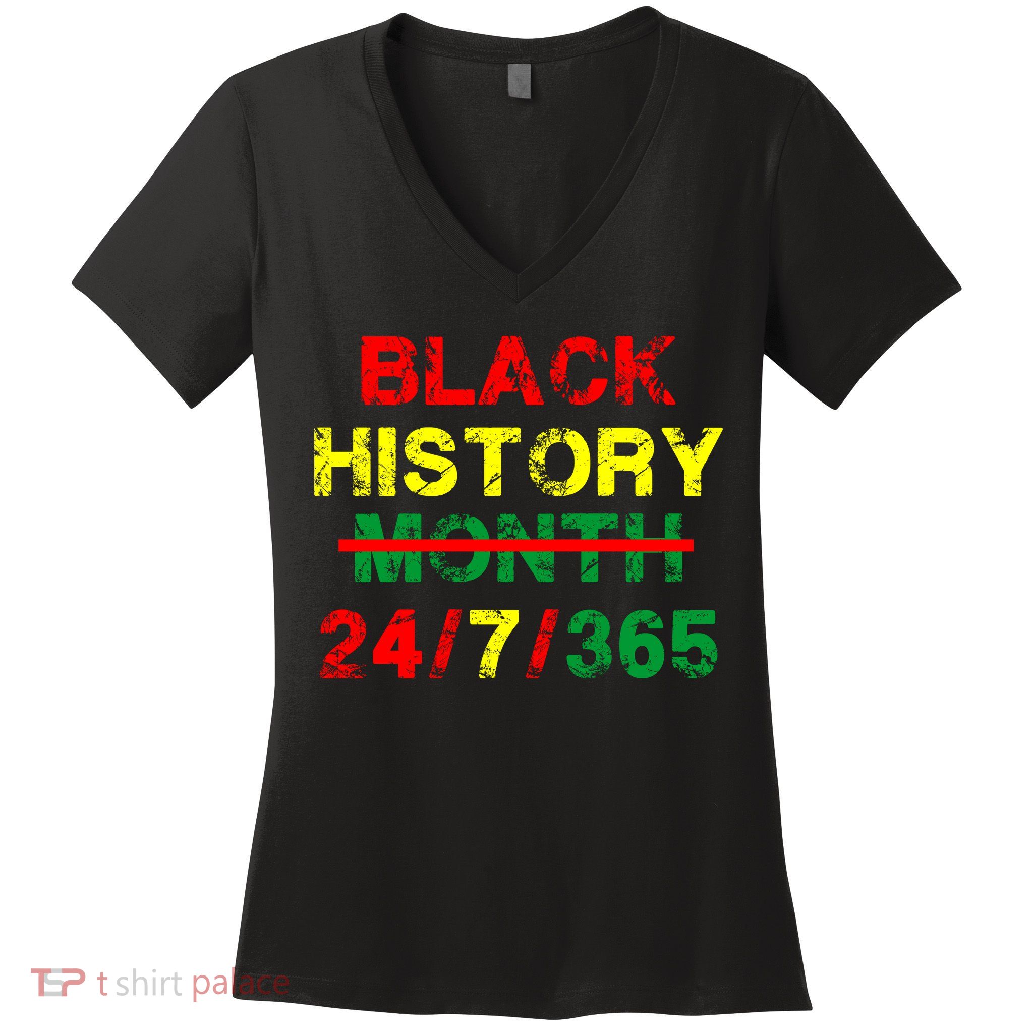 Black History Month 24/7/365 African Melanin Women's V-Neck T-Shirt