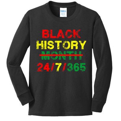 Black History Month 24/7/365 African Melanin Kids Long Sleeve Shirt