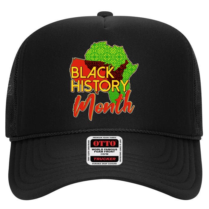 Black History Month Africa High Crown Mesh Back Trucker Hat