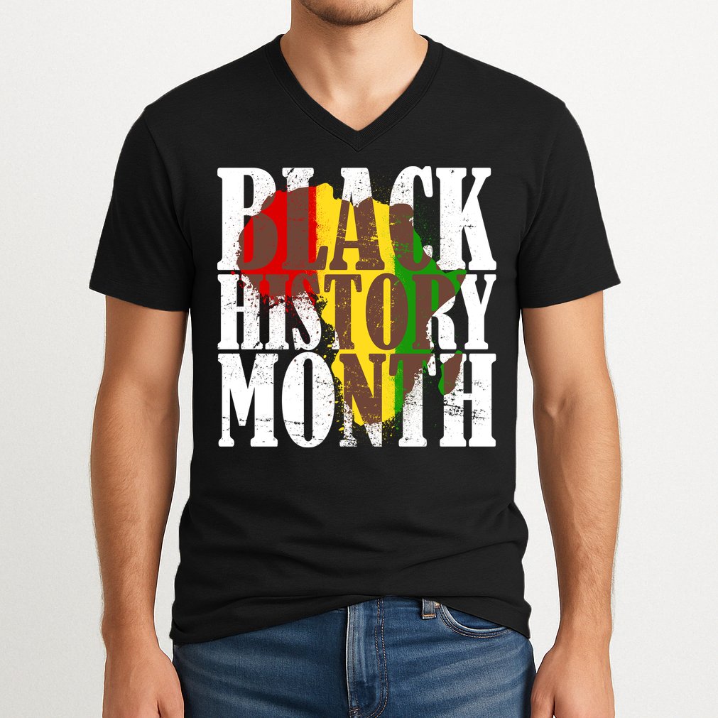 Black History Month Africa Paint Splat V-Neck T-Shirt