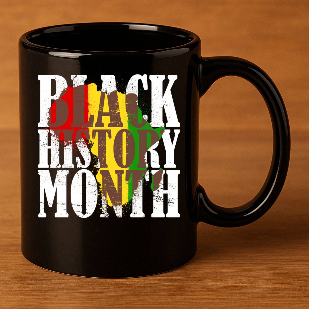 Black History Month Africa Paint Splat 11oz C Handle Ceramic Mug