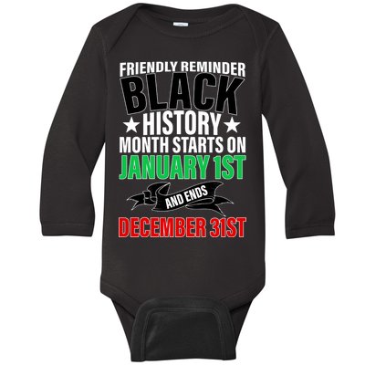 Black History Month All Year Long Baby Long Sleeve Bodysuit