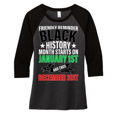 Black History Month All Year Long Women's Tri-Blend 3/4-Sleeve Raglan Shirt