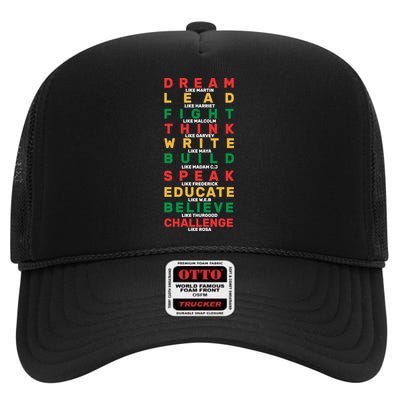 Black History Month Famous Figure High Crown Mesh Back Trucker Hat