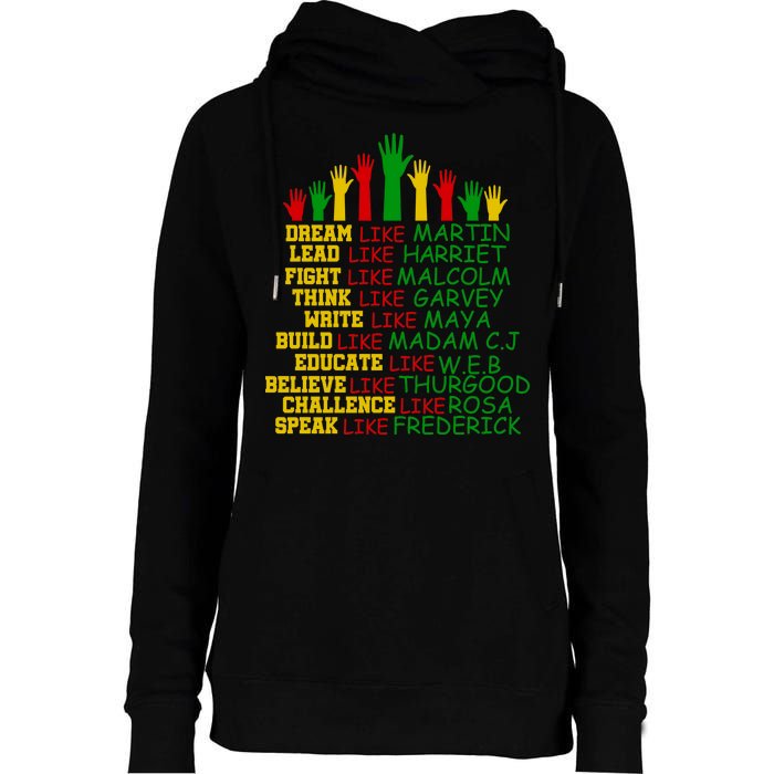 Black History Month Famous Figures Womens Funnel Neck Pullover Hood