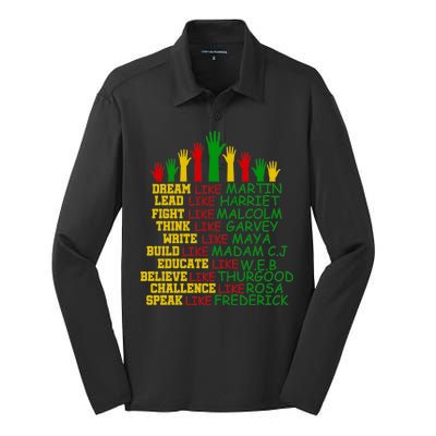 Black History Month Famous Figures Silk Touch Performance Long Sleeve Polo