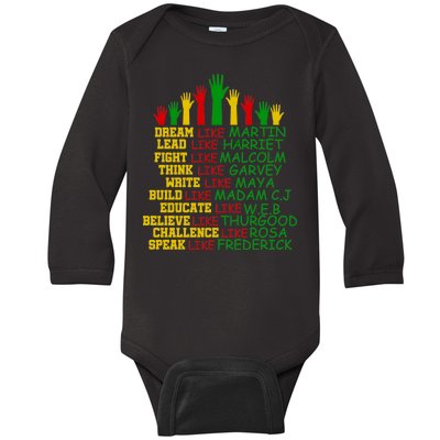 Black History Month Famous Figures Baby Long Sleeve Bodysuit