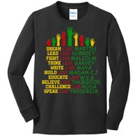 Black History Month Famous Figures Kids Long Sleeve Shirt