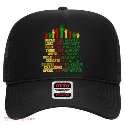 Black History Month Famous Figures Hands High Crown Mesh Back Trucker Hat