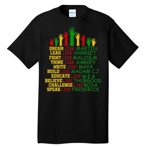 Black History Month Famous Figures Hands Tall T-Shirt