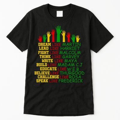 Black History Month Famous Figures Hands Tall T-Shirt