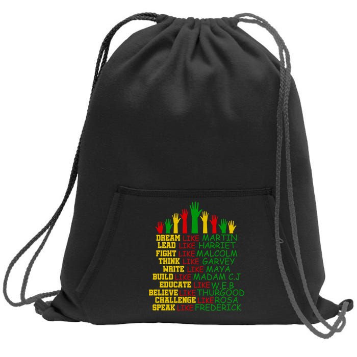 Black History Month Famous Figures Hands Sweatshirt Cinch Pack Bag