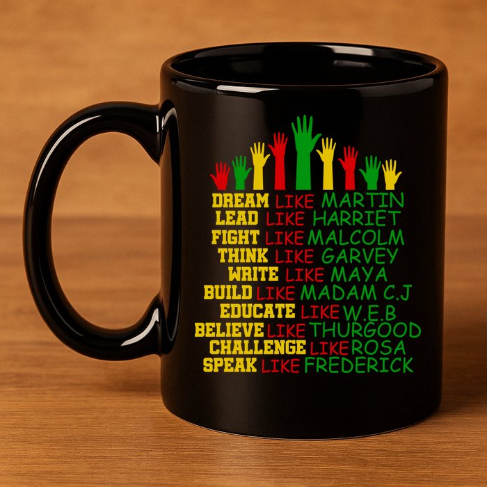 Black History Month Famous Figures Hands 11oz C Handle Ceramic Mug