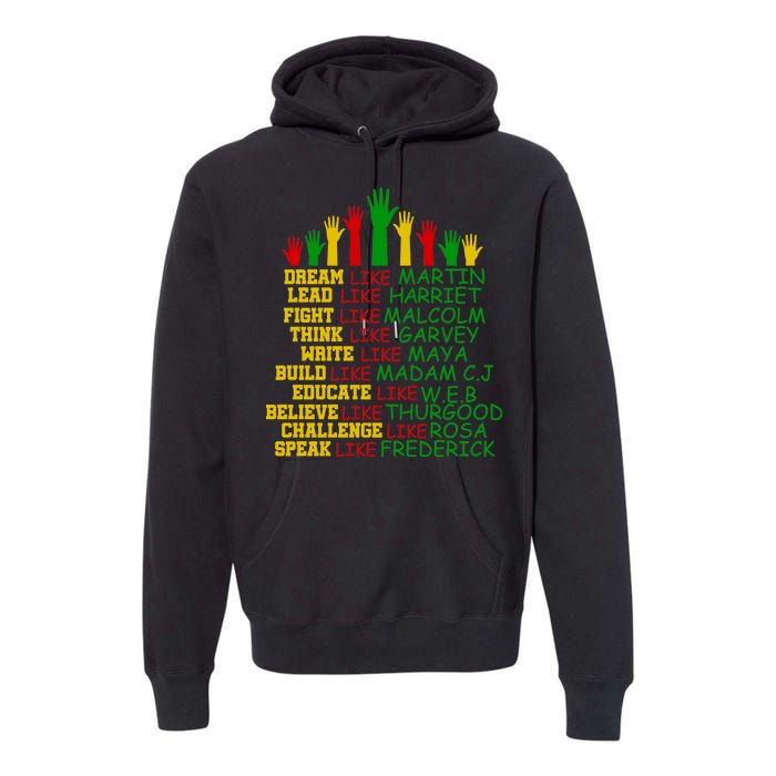 Black History Month Famous Figures Hands Premium Hoodie