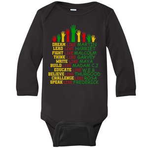 Black History Month Famous Figures Hands Baby Long Sleeve Bodysuit