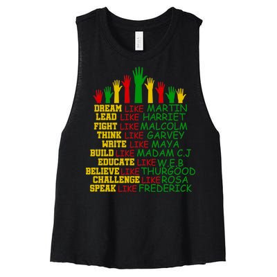 Black History Month Famous Figures Hands Women's Racerback Cropped Tank