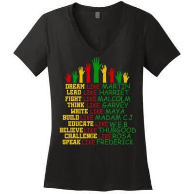 Black History Month Famous Figures Hands Women's V-Neck T-Shirt