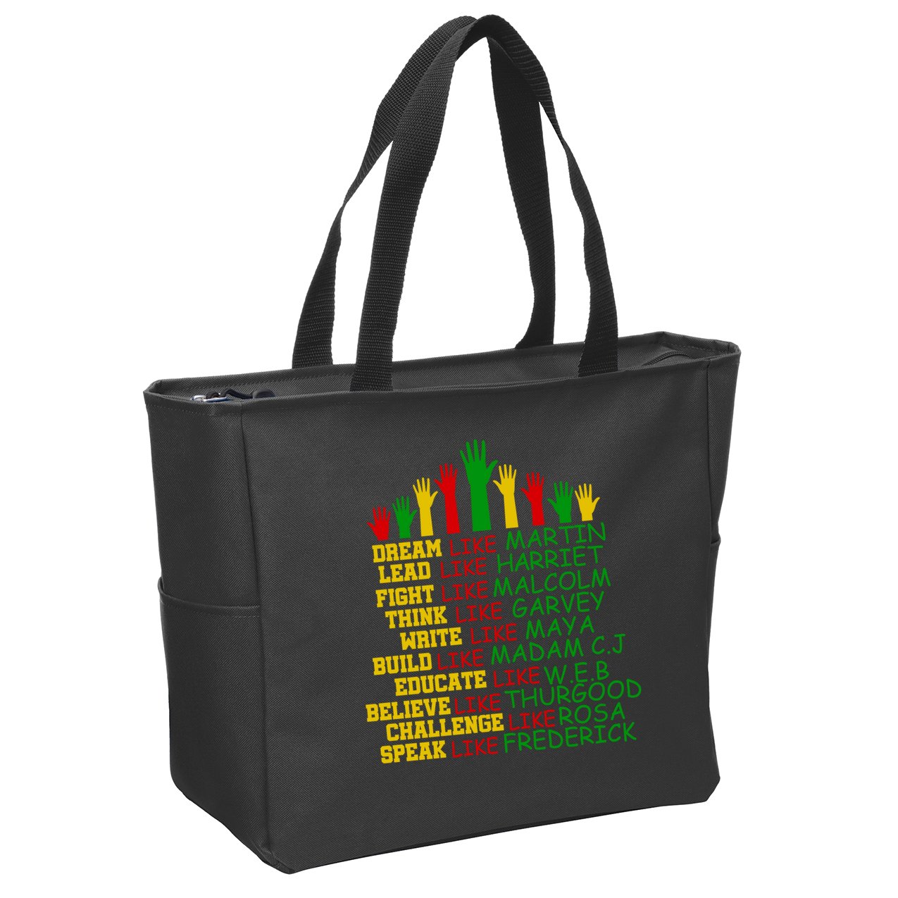 Black History Month Famous Figures Hands Zip Tote Bag