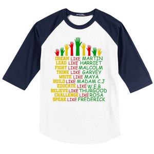 Black History Month Famous Figures Hands Baseball Sleeve Shirt