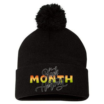 Black History Month February  Pom Pom 12in Knit Beanie