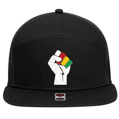 Black History Month Fist African Colors 7 Panel Mesh Trucker Snapback Hat
