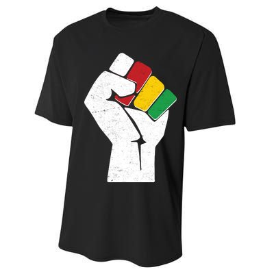 Black History Month Fist African Colors Performance Sprint T-Shirt