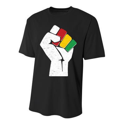 Black History Month Fist African Colors Youth Performance Sprint T-Shirt