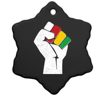 Black History Month Fist African Colors Ceramic Star Ornament