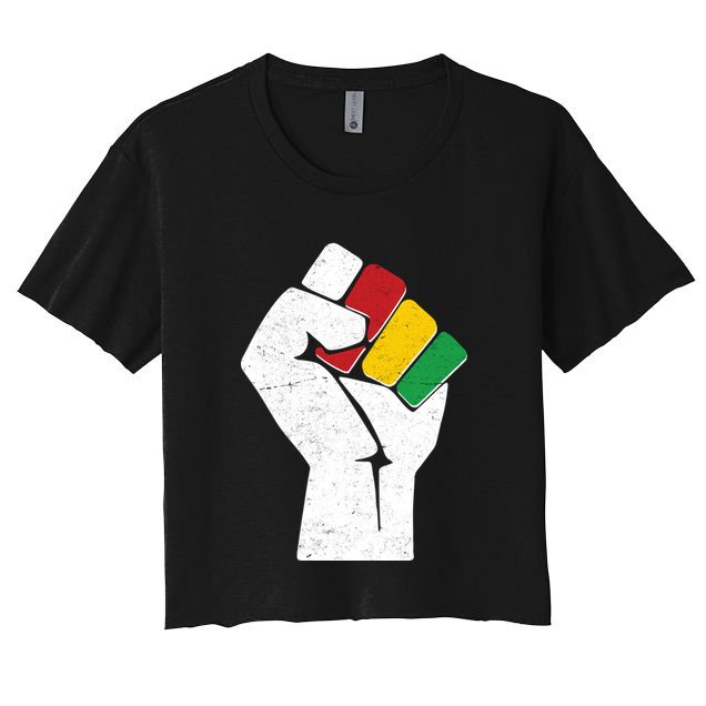Black History Month Fist African Colors Crop Top