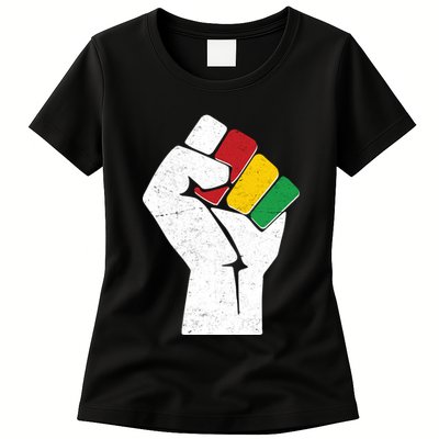 Black History Month Fist African Colors Womens T-Shirt