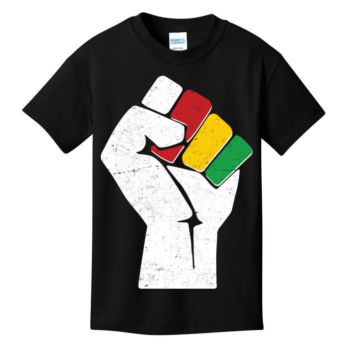 Black History Month Fist African Colors Kids T-Shirt