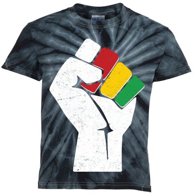 Black History Month Fist African Colors Kids Tie-Dye T-Shirt