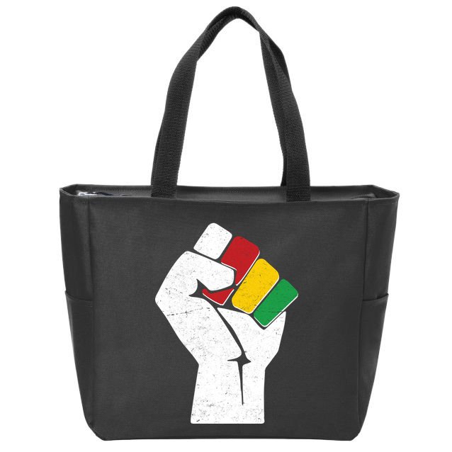 Black History Month Fist African Colors Zip Tote Bag