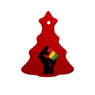 Black History Month Fist African Colors Ceramic Tree Ornament