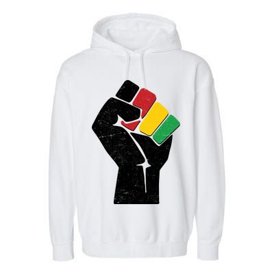 Black History Month Fist African Colors Garment-Dyed Fleece Hoodie