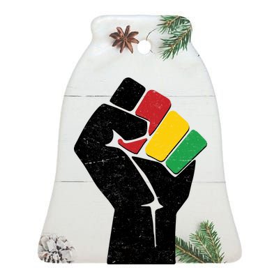 Black History Month Fist African Colors Ceramic Bell Ornament