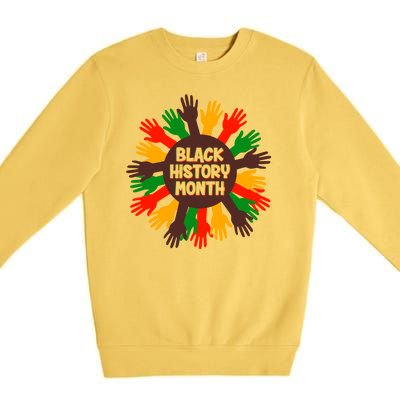 Black History Month Hands Raised  Premium Crewneck Sweatshirt