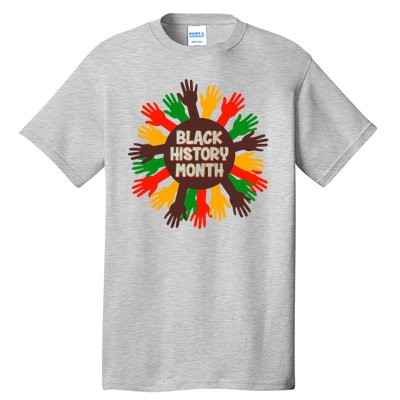 Black History Month Hands Raised  Tall T-Shirt