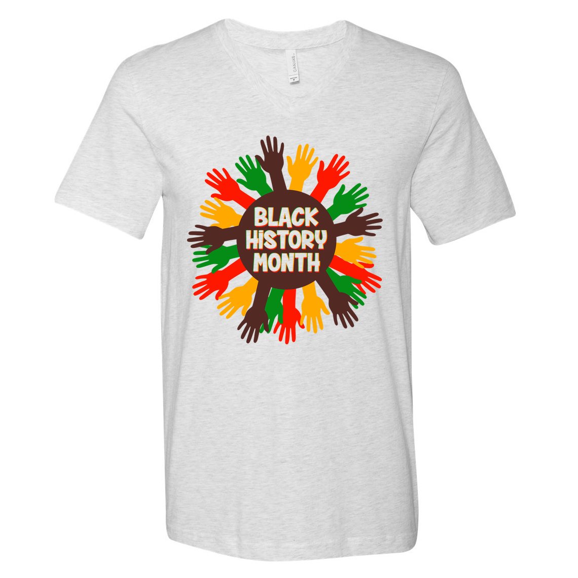 Black History Month Hands Raised  V-Neck T-Shirt